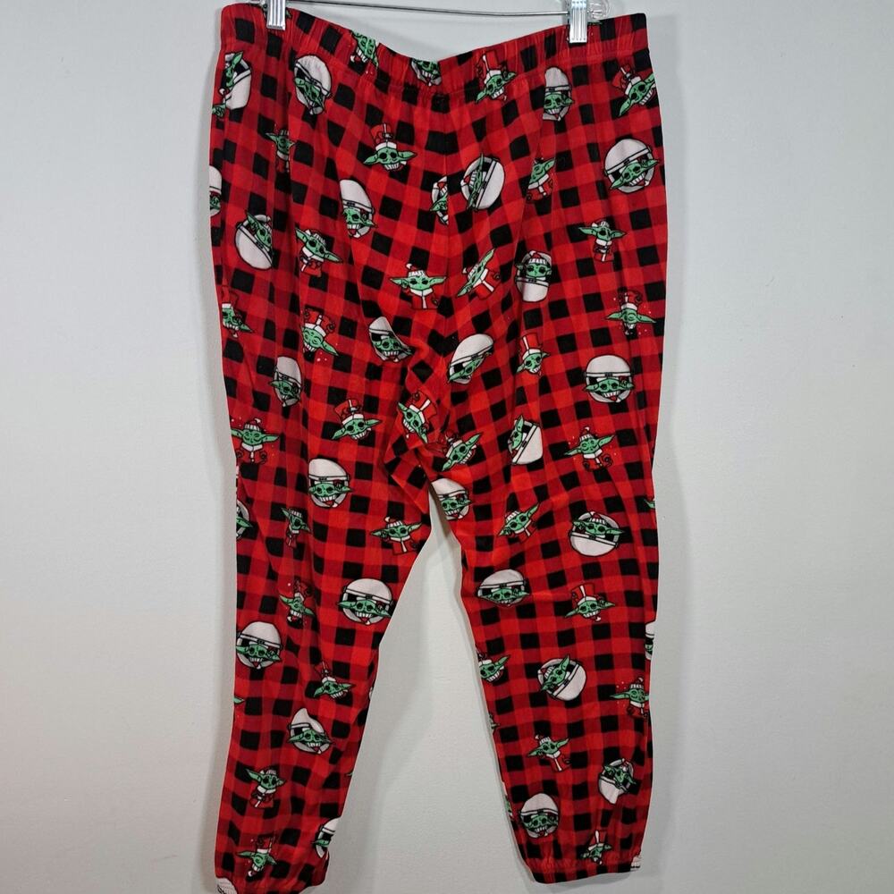 Women's Fleece Grogu Mandalorian Red and Black Pajama Pants Size XL
